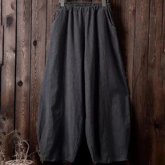 Cotton Linen Style Bloomers Wide Leg Pants